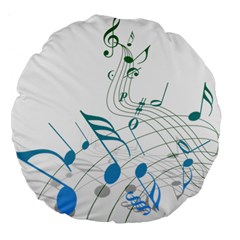 Music Notes Large 18  Premium Flano Round Cushions by Bajindul