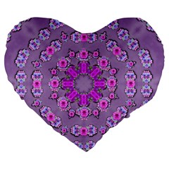 Beautiful Floral Wreaths And Flowers Around The Earth Large 19  Premium Heart Shape Cushions by pepitasart