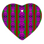 Love For The Fantasy Flowers With Happy Purple And Golden Joy Ornament (Heart) Front