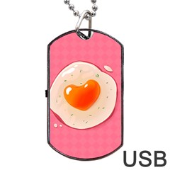 Omelette Heart Pink Valentine Dog Tag Usb Flash (one Side) by Bajindul