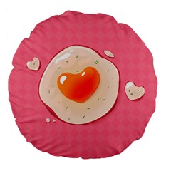 Omelette Heart Pink Valentine Large 18  Premium Flano Round Cushions by Bajindul