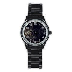 Fractal Abstract Rendering Stainless Steel Round Watch by Bajindul