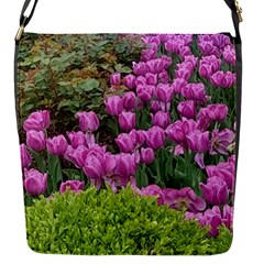 Late April Purple Tulip Flap Closure Messenger Bag (s) by Riverwoman
