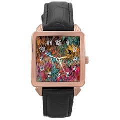 Oil Paint Rose Gold Leather Watch  by Bajindul