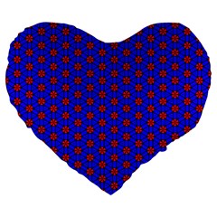 Blue Pattern Red Texture Large 19  Premium Flano Heart Shape Cushions by Mariart