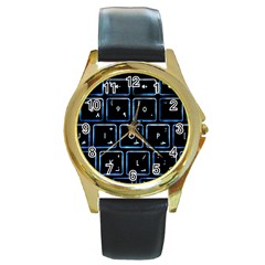 Contemporary Electronics Graphic Modern Round Gold Metal Watch by Pakrebo