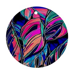 Tropical Leaves Resize 2000x2000 Same A3580b Round Ornament (two Sides) by Sobalvarro