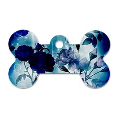 Wonderful Blue Flowers Dog Tag Bone (one Side) by FantasyWorld7