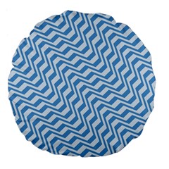 Geometric Blue Shades Diagonal Large 18  Premium Flano Round Cushions by Bajindul