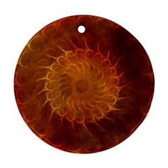 Orange Warm Hues Fractal Chaos Round Ornament (two Sides) by Wegoenart