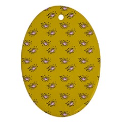 Zodiac Bat Pink Yellow Oval Ornament (two Sides) by snowwhitegirl