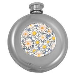 Flowers Pattern Lotus Lily Round Hip Flask (5 Oz) by HermanTelo
