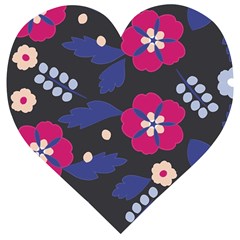 Vector Seamless Flower And Leaves Pattern Wooden Puzzle Heart by Sobalvarro