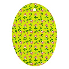 Carnation Pattern Yellow Oval Ornament (two Sides) by snowwhitegirl