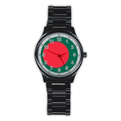 Flag Of Bangladesh Stainless Steel Round Watch by abbeyz71