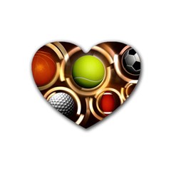Sport Ball Tennis Golf Football Heart Coaster (4 Pack)  by HermanTelo