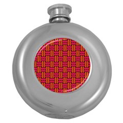 Pattern Red Background Structure Round Hip Flask (5 Oz) by HermanTelo