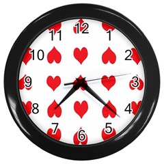 Heart Red Love Valentines Day Wall Clock (black) by HermanTelo