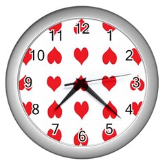 Heart Red Love Valentines Day Wall Clock (silver) by HermanTelo