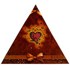 Beautiful Heart With Leaves Wooden Puzzle Triangle by FantasyWorld7