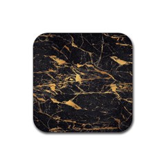 Black Marble Texture With Gold Veins Floor Background Print Luxuous Real Marble Rubber Coaster (square)  by genx