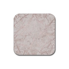 Pink Marble Beige Texture Floor Background With Shinny Pink Veins Greek Marble Print Luxuous Real Marble  Rubber Coaster (square)  by genx