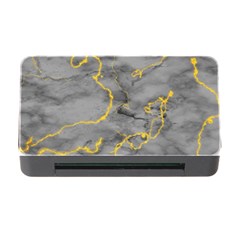 Marble Neon Retro Light Gray With Gold Yellow Veins Texture Floor Background Retro Neon 80s Style Neon Colors Print Luxuous Real Marble Memory Card Reader With Cf by genx
