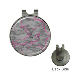 Marble Light Gray With Bright Magenta Pink Veins Texture Floor Background Retro Neon 80s Style Neon Colors Print Luxuous Real Marble Hat Clips With Golf Markers by genx