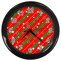 Christmas Paper Star Texture Wall Clock (black) by Vaneshart