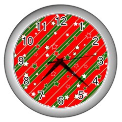 Christmas Paper Star Texture Wall Clock (silver) by Vaneshart