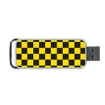 Checkerboard Pattern Black and Yellow Ancap Libertarian Portable USB Flash (Two Sides) Front
