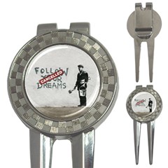 Banksy Graffiti Original Quote Follow Your Dreams Cancelled Cynical With Painter 3-in-1 Golf Divots by snek