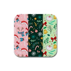 Hand Drawn Christmas Pattern Collection Rubber Square Coaster (4 Pack)  by Vaneshart