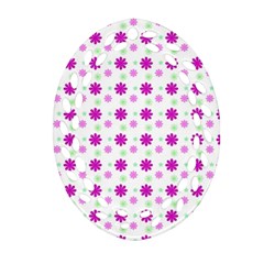 Background Flowers Multicolor Purple Oval Filigree Ornament (two Sides) by HermanTelo