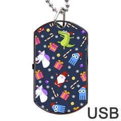 Colorful Funny Christmas Pattern Dog Tag Usb Flash (two Sides) by Vaneshart