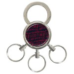 Motivational Phrase Motif Typographic Collage Pattern 3-Ring Key Chain Front