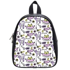 Hand Drawn Cute Cat Pattern School Bag (small) by Vaneshart