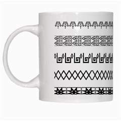 Borders Ikat Ethnic Frame Tribal White Mugs by Wegoenart