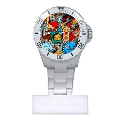 Abstract Grunge Urban Pattern With Monster Character Super Drawing Graffiti Style Plastic Nurses Watch by Nexatart