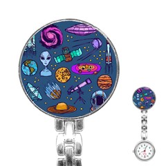 Space Sketch Set Colored Stainless Steel Nurses Watch by Nexatart
