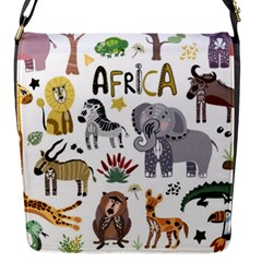Cartoon African Animals Flap Closure Messenger Bag (s) by Wegoenart