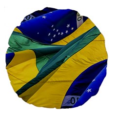 Brazil Flags Waving Background Large 18  Premium Round Cushions by dflcprintsclothing