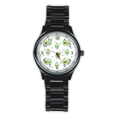 Cute Seamless Pattern With Avocado Lovers Stainless Steel Round Watch by BangZart