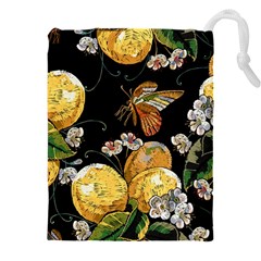 Embroidery Blossoming Lemons Butterfly Seamless Pattern Drawstring Pouch (5xl) by BangZart