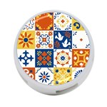Mexican talavera pattern ceramic tiles with flower leaves bird ornaments traditional majolica style 4-Port USB Hub (Two Sides) Back