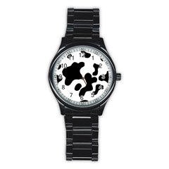 Cow Pattern Stainless Steel Round Watch by BangZart