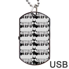 Gloomy Future  - Gas Mask And Pandemic Threat - Corona Times Dog Tag Usb Flash (one Side) by DinzDas