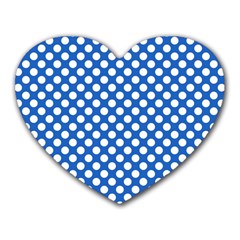 Pastel Blue, White Polka Dots Pattern, Retro, Classic Dotted Theme Heart Mousepads by Casemiro