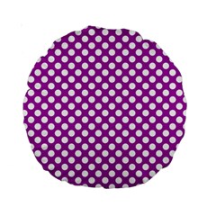 White And Purple, Polka Dots, Retro, Vintage Dotted Pattern Standard 15  Premium Round Cushions by Casemiro