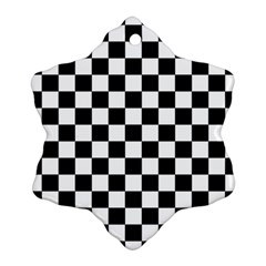 Black And White Chessboard Pattern, Classic, Tiled, Chess Like Theme Ornament (snowflake) by Casemiro